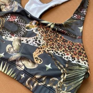 Jaguar Jungle Vintage Tropics Seamless Sports Bra Yoga Bitch NWT